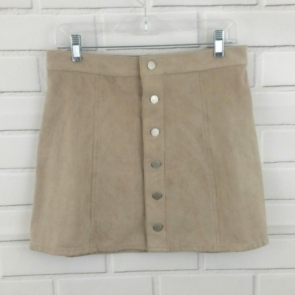 Express suede button mini skirt